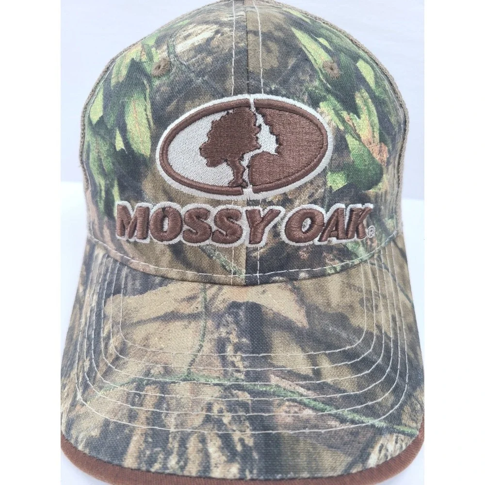 Mossy Oak Camo Trucker Hat Brown Embroidered Logo Snapback Cap OSFM